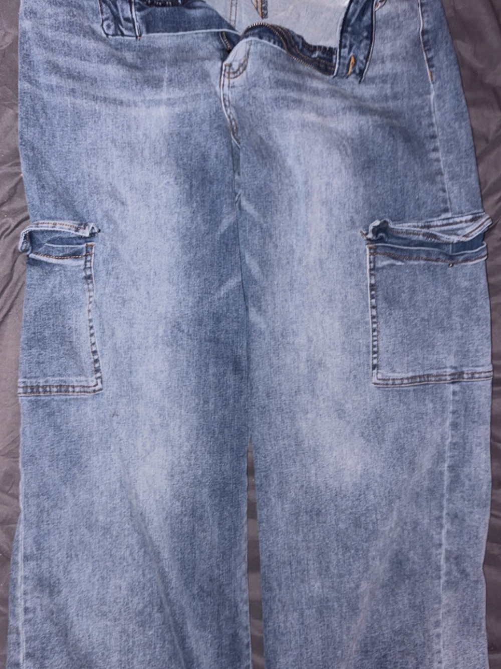 Rue21 Women's Light Blue Wide Leg Cargo Jeans